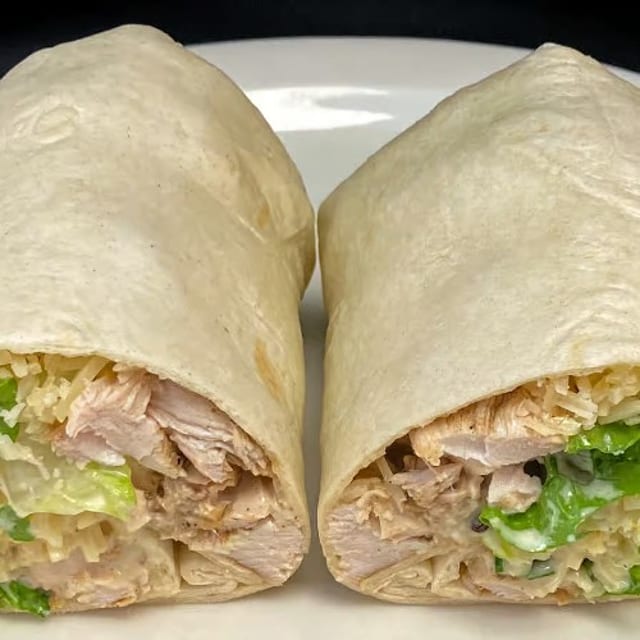 Grilled Chicken Caesar Wrap with a Side.