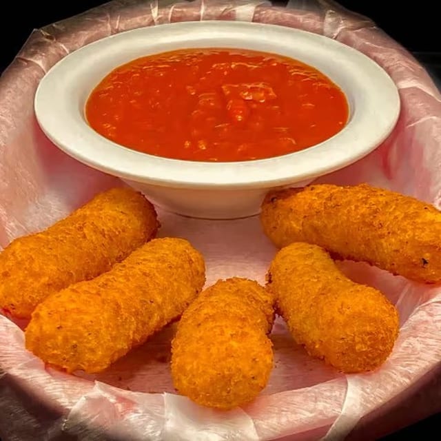 Crispy Mozzarella Cheese Sticks with Marinara Sauce.