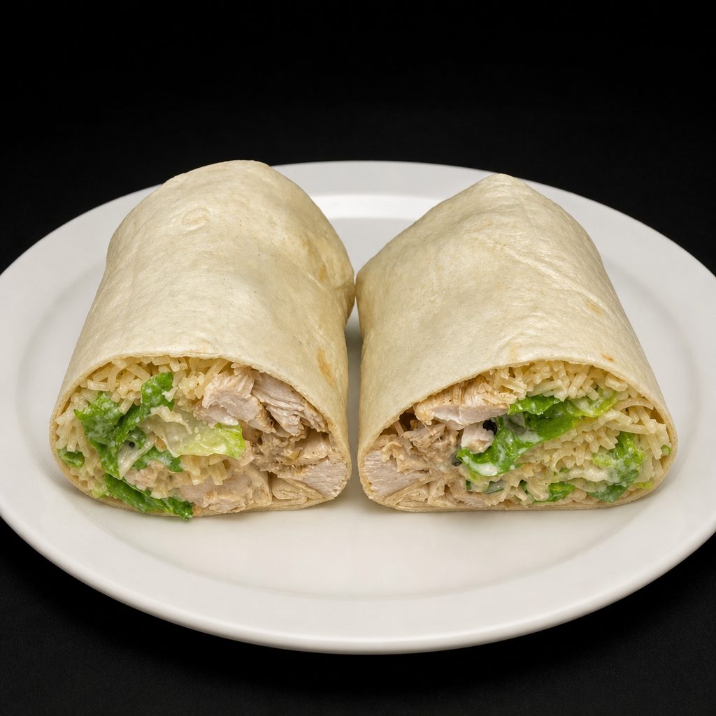 Grilled Chicken Caesar Wrap with a Side.