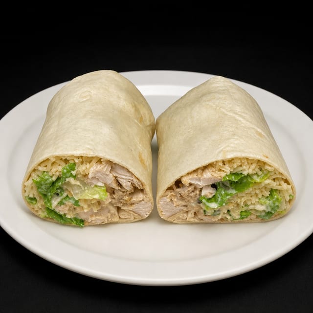 Grilled Chicken Caesar Wrap with a Side.