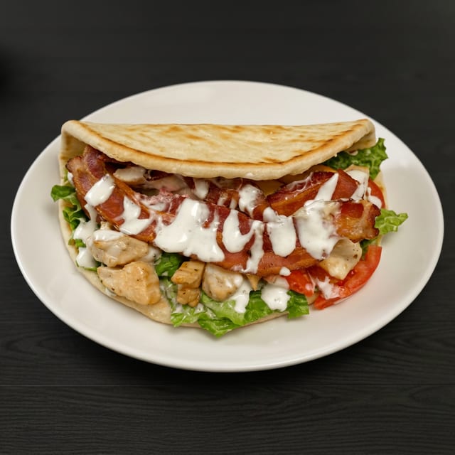 Susan's Chicken-Bacon-Ranch Pita with a Side, the CBRP.